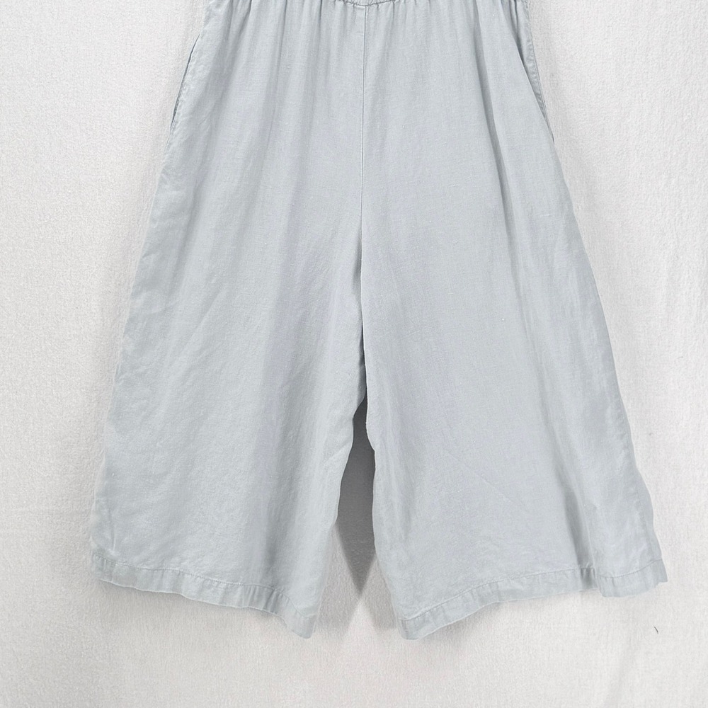 not PERFECT LINEN Palma Jumpsuit Women XL Blue Button Front Sleeveless Wide Leg - Picture 11 of 14